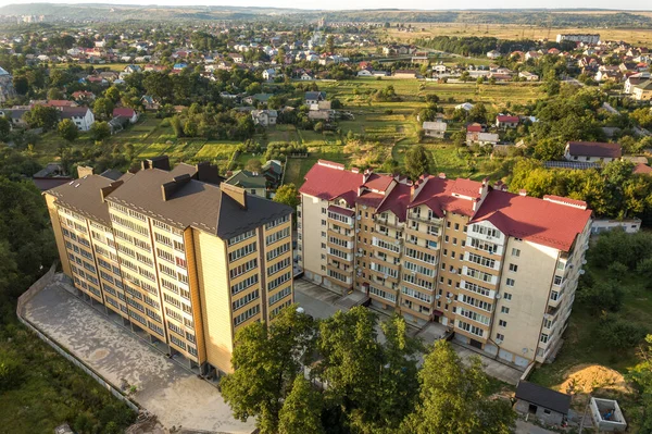 Aerial View Multistory Apartment Buildings Green Residential Area — Stock Photo, Image