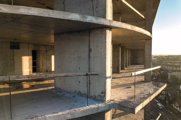 Vista Aérea Moldura Concreto Edifício Alto Apartamento Construção Uma Cidade — Fotografia de Stock