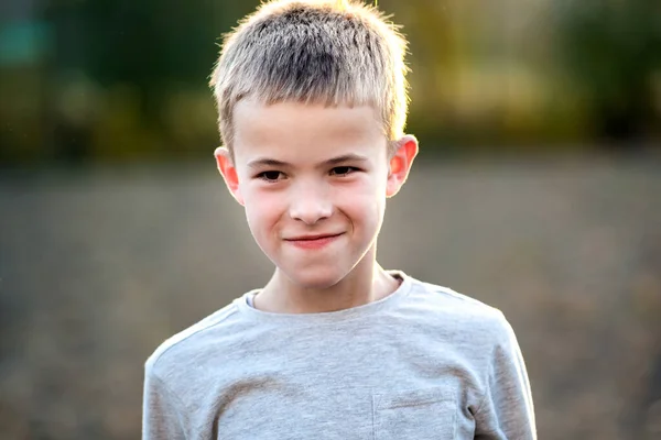 Portrait Child Boy Outdoors Warm Sunny Summer Day — Stock Photo, Image