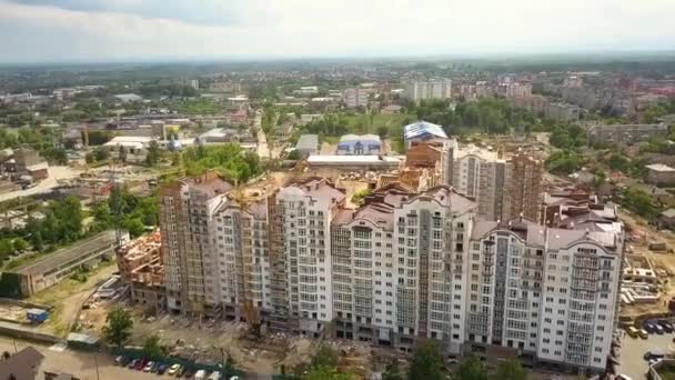 Aerial View Tall Residential Building Construction City — Stock Video