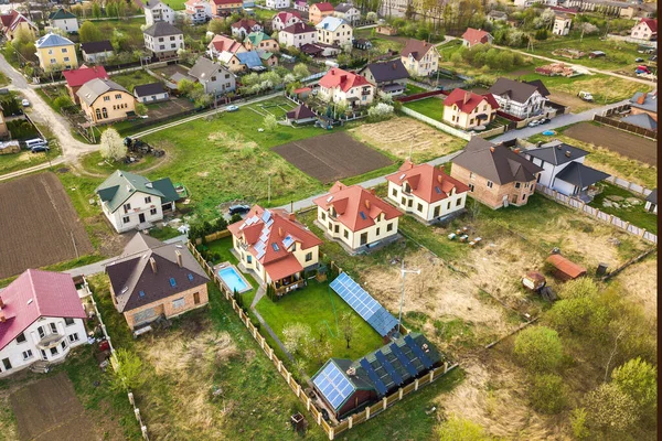 Vista Aérea Área Rural Cidade Com Casas Residenciais — Fotografia de Stock