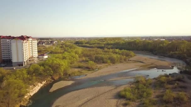 Vista Aérea Cidade Ivano Frankivsk Ucrânia Com Rio Bystrytsia Edifício — Vídeo de Stock