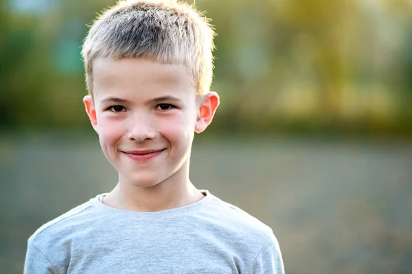 Portrait Child Boy Outdoors Warm Sunny Summer Day — Stock Photo, Image