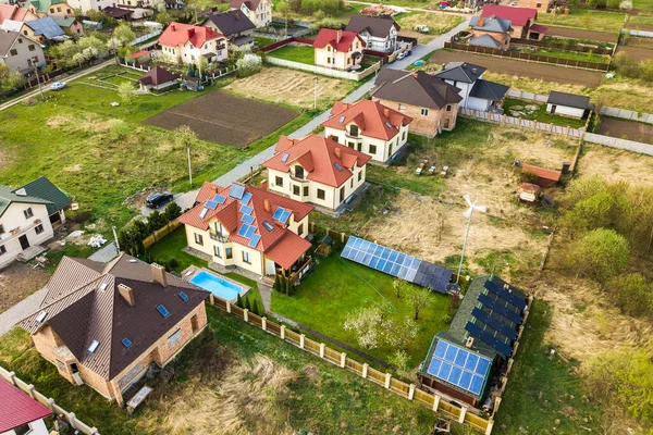 Vista Aérea Área Rural Cidade Com Casas Residenciais — Fotografia de Stock