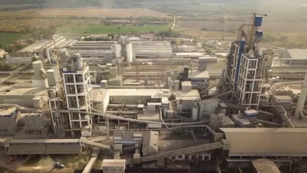 Letecký Pohled Továrnu Cement Průmyslové Výrobní Oblasti — Stock video