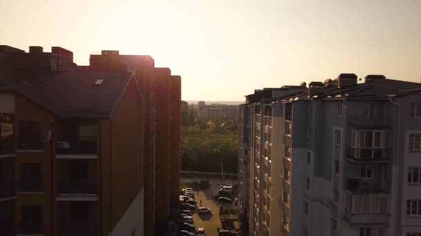 Luchtfoto Van Hoge Residentiële Flatgebouwen Aanbouw — Stockvideo