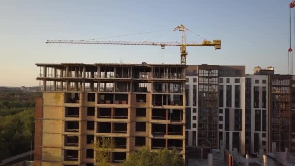 Aerial View Tall Residential Apartment Buildings Construction — Stock Video