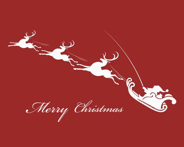 Santa Claus en trineo con renos — Vector de stock