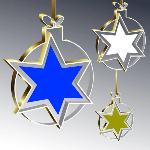 Christmas balls with star — Stock Vector