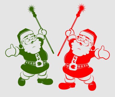 Noel Baba'nın siluet bir sopayla