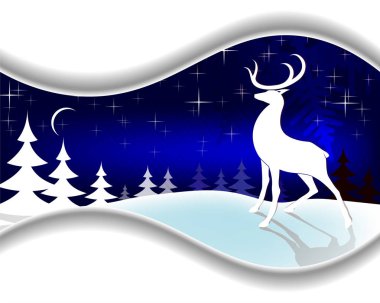 Ren geyiği ile mavi Noel tasarım