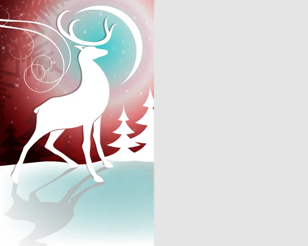 红色圣诞背景与鹿 — 图库矢量图片