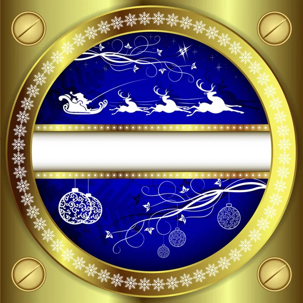 Рождественский синий дизайн с золотой каймой — стоковый вектор