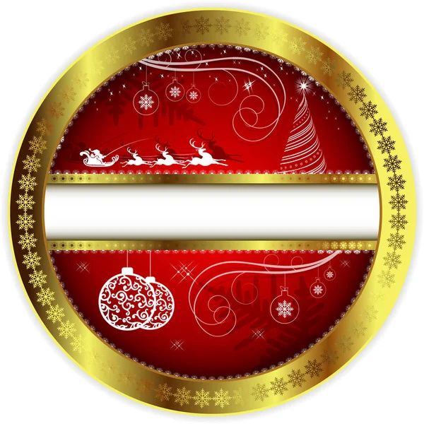 金枠と赤のクリスマス デザイン — ストックベクタ