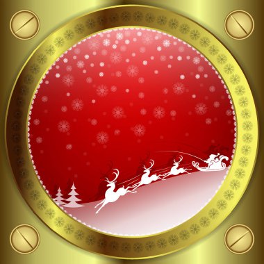 Altın çerçeve ile Noel kırmızı tasarım