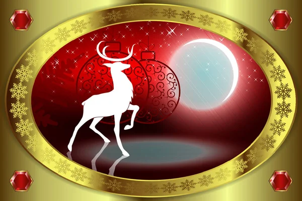 Rote Weihnachten Hintergrund mit Hirsch — Stockvektor