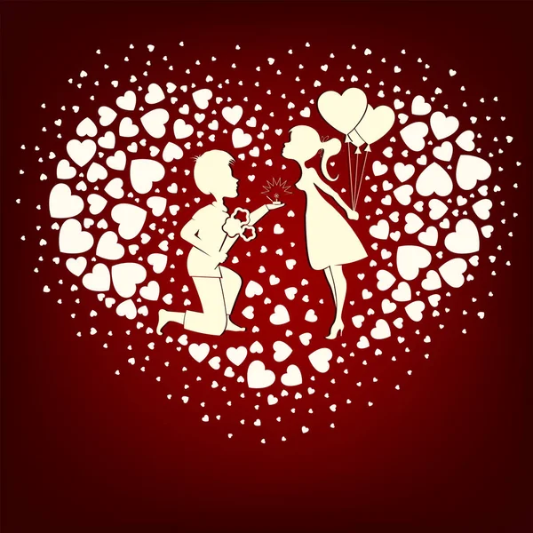 The design of a set  hearts in love boy and girl — Stock Vector