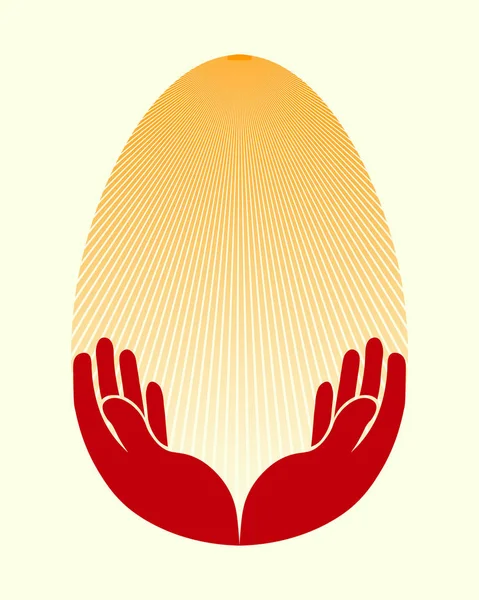 Easter egg, hand,sun — Stock Vector