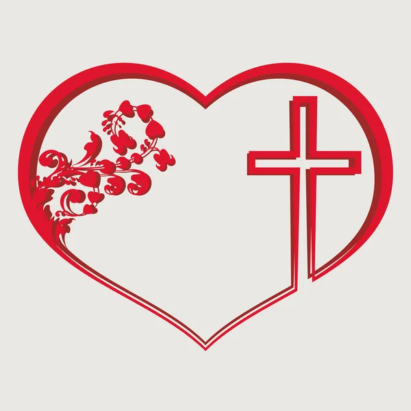 Silhouette de cœur avec une croix — Image vectorielle