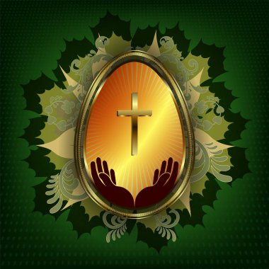 Paskalya yumurtası ile koyu yeşil tasarım