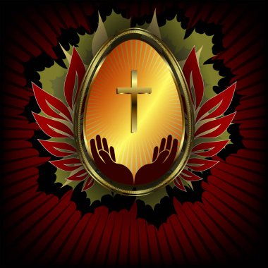 Paskalya yumurtası ile koyu kırmızı tasarım