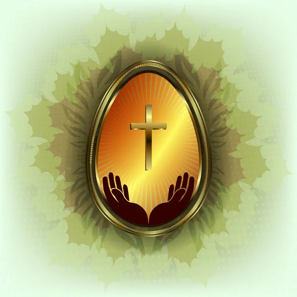 La conception des œufs de Pâques dorés avec cadre — Image vectorielle