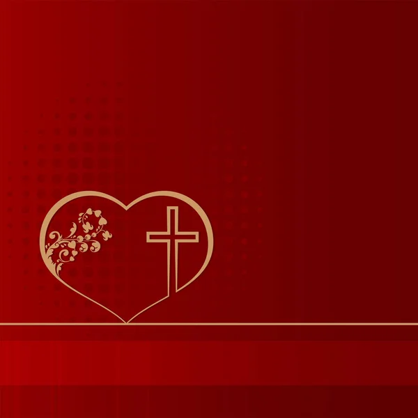 Design rouge avec coeur et croix — Image vectorielle