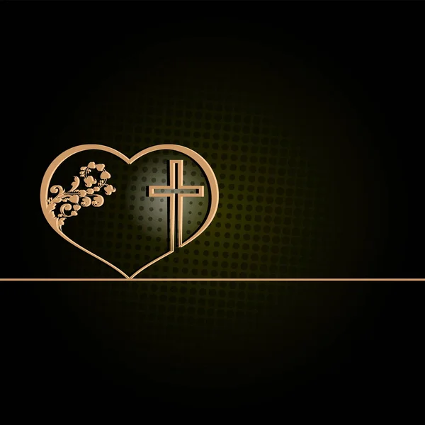 Diseño verde oscuro con corazón y cruz — Vector de stock