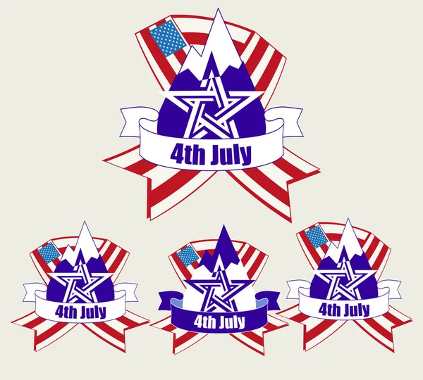Marca registrada silhueta bandeira EUA, conjunto — Vetor de Stock