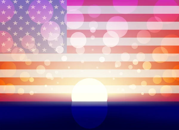 Fondo con sol y la bandera de EE.UU. — Archivo Imágenes Vectoriales