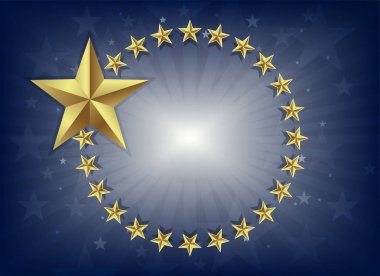 Altın yıldızlı mavi arkaplan