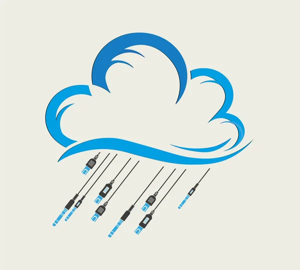 Nuvem de computador com plugues —  Vetores de Stock