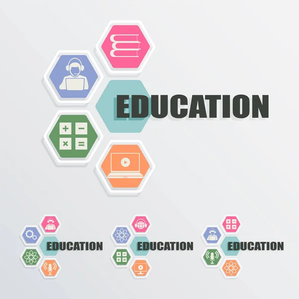 L'emblema degli attributi educativi dell'apprendimento — Vettoriale Stock