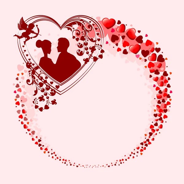 A wreath of red hearts — Stock Vector