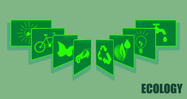 Zöld ökológia szimbólumok — Stock Vector
