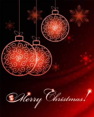 Balonlar içinde retro tarzı ile Noel kırmızı tasarım