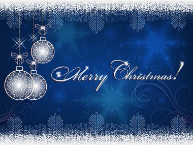 Noel topları ile mavi arka plan