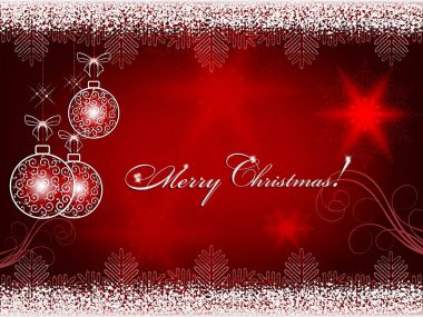 Noel topları ile kırmızı bir arka plan