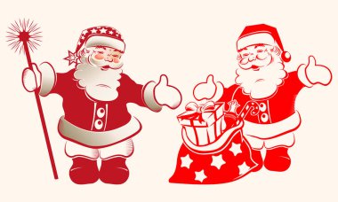 Noel Baba personel ve hediyeler ile çizim, ayarla