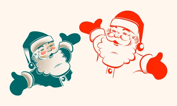 Illustration du Père Noël, ensemble — Image vectorielle