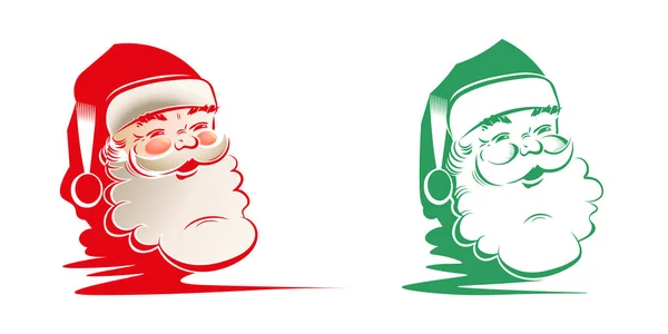 Silhouette de la tête, visages du Père Noël, ensemble — Image vectorielle