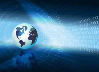 rakamlar ve dünyanın yapısı ile koyu mavi arka plan