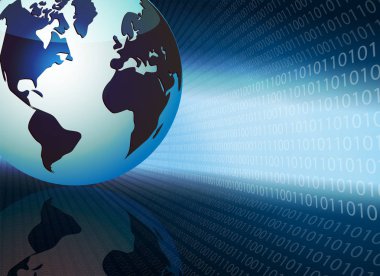 numaraları ve dünyanın yapısı ile mavi arka plan