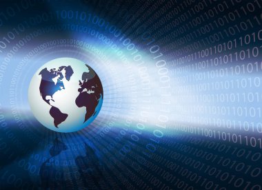 mavi arka plan ile dünya silüeti numaraları ile