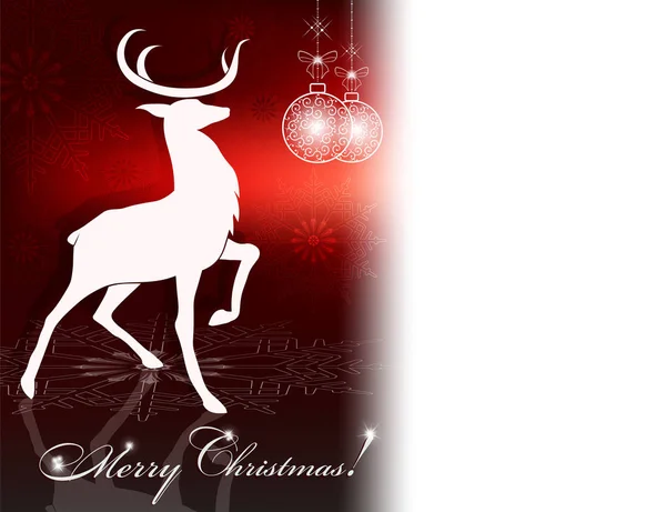 Navidad diseño rojo con un ciervo — Vector de stock