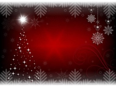 kırmızı arka plan ile köknar ağacı