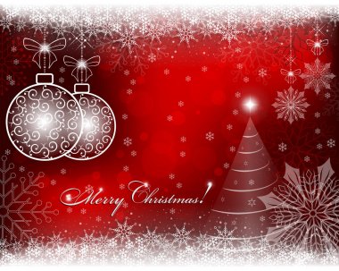 Christmas kırmızı, parlak arka plan ile kar taneleri