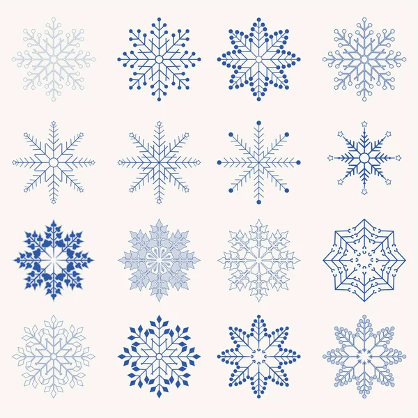 Christmas beautiful snowflakes, set — Stock Vector