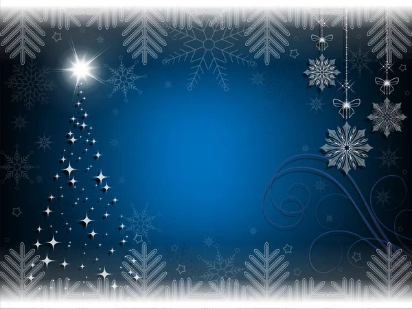 Natal fundo azul com árvore de Natal — Vetor de Stock