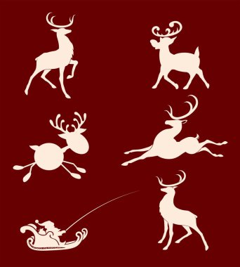 siluetleri Noel geyik, ayarla